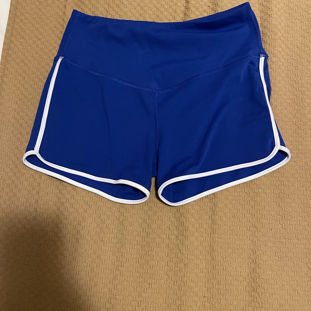 Women's High Waisted Blue Athletic Shorts